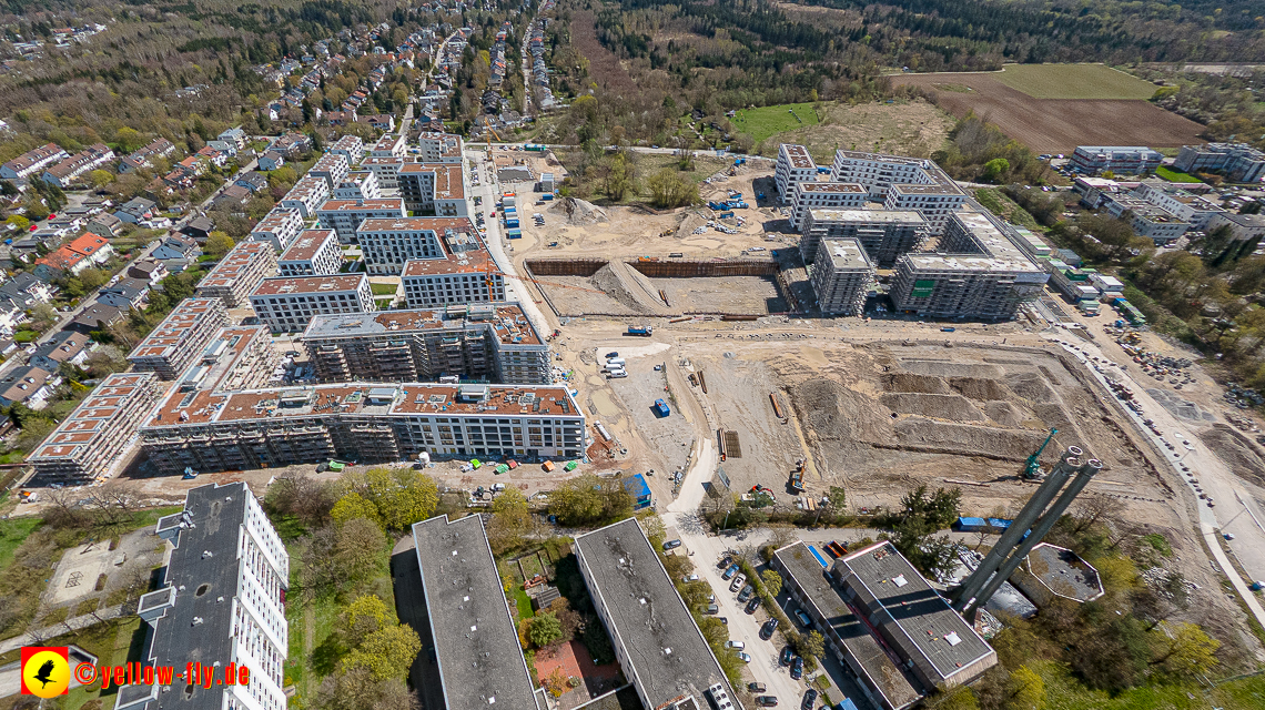 21.04.2023 - Luftbilder von der Baustelle Alexisquartier und Pandion Verde in Neuperlach
